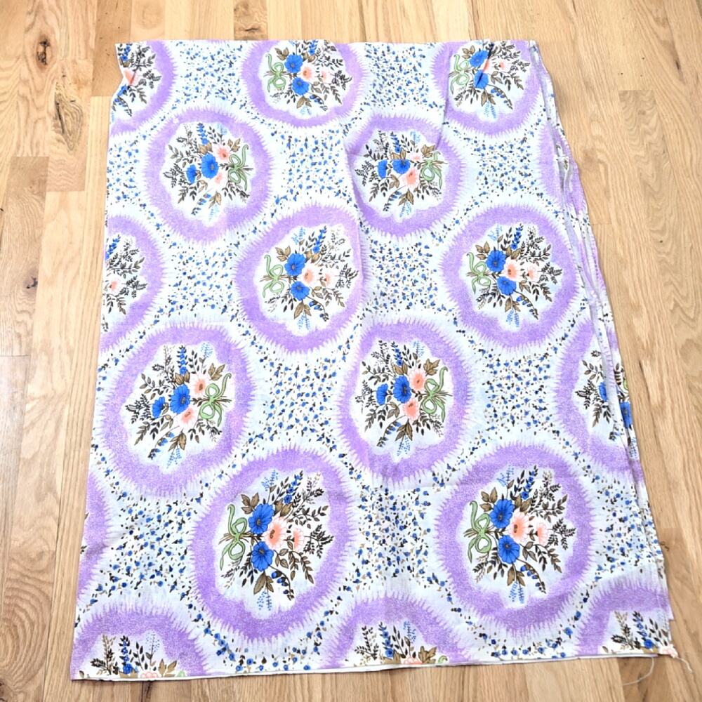 Vintage Floral Cotton Fabric  Medallion Print Wide Yardage 82x56 Cottagecore